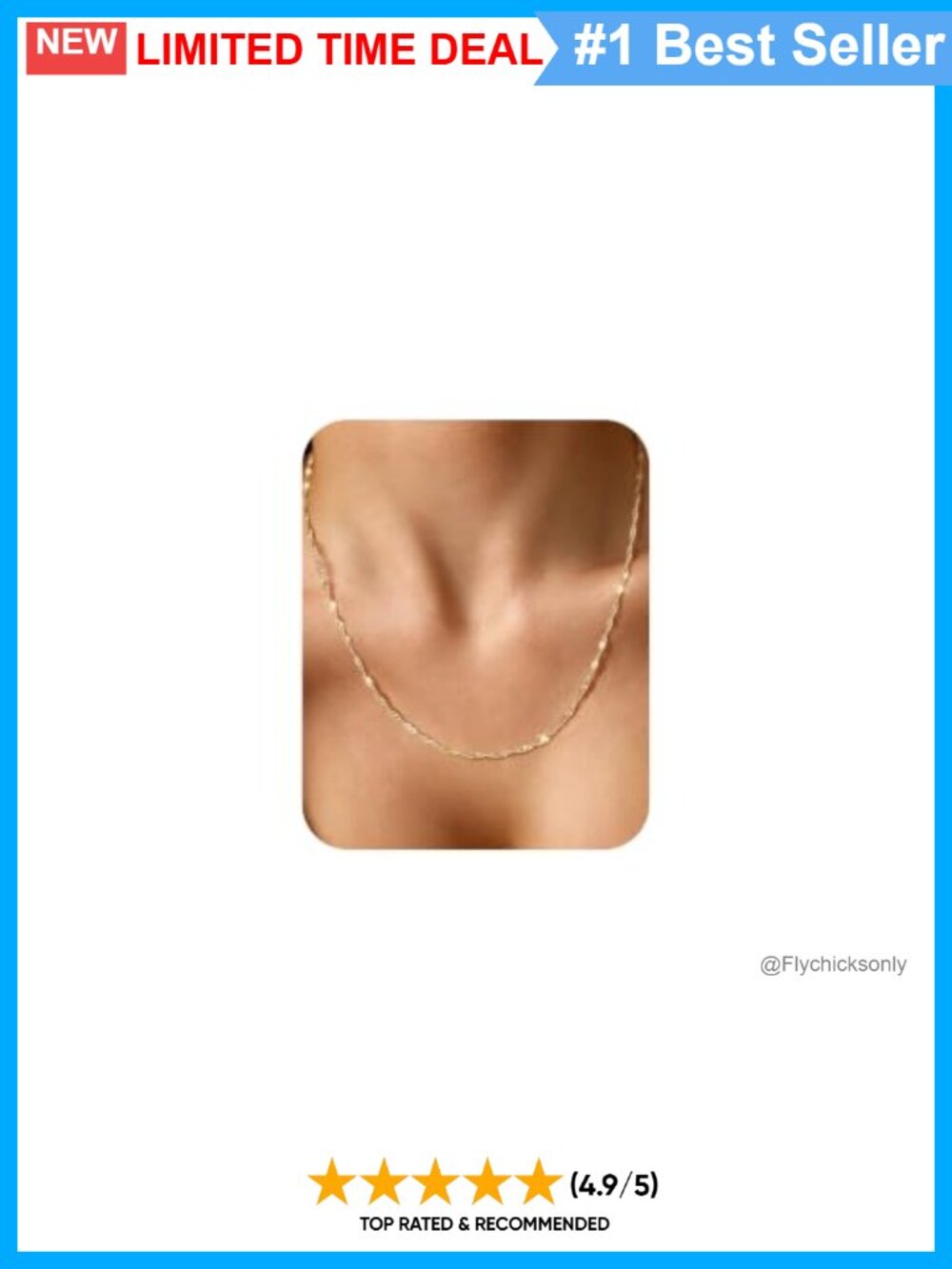 DAILI 14K Gold Plated Twist Thin Chain Necklace 16+2" Adjustable